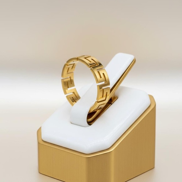 Statement Gold and Silver Geometric Pattern Rings - Picture 2 of 16